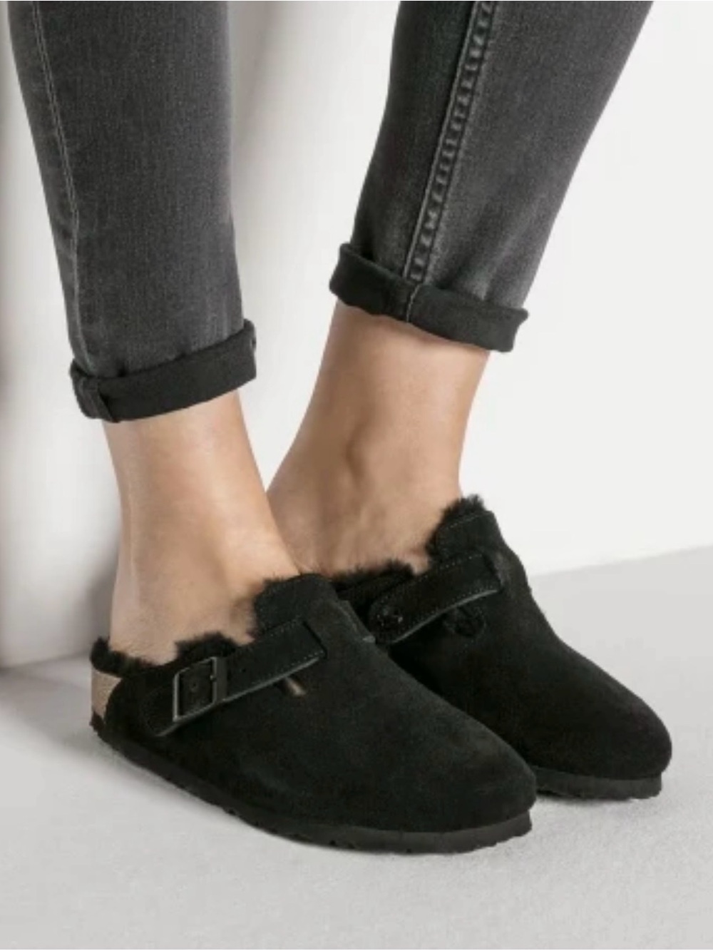 Birkenstock Boston shearling clogs Black size 39 (8.5)